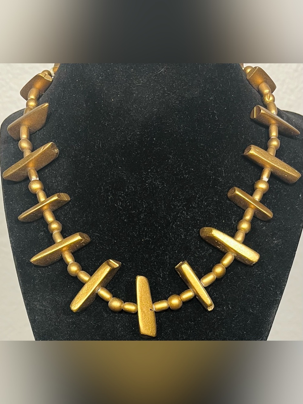 Vintage Gold Tone Statement Bead Necklace